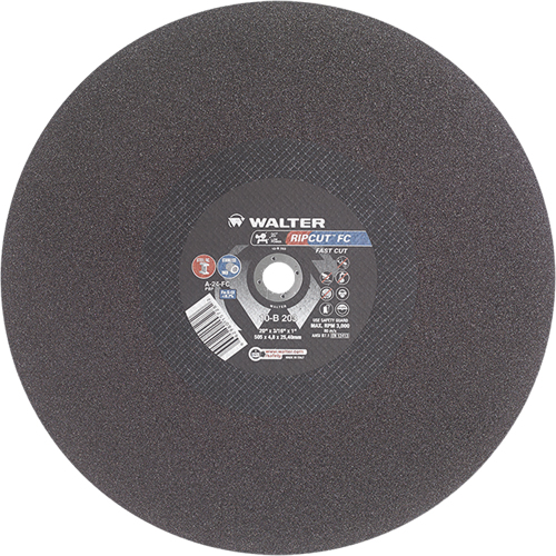 Ripcut Stainless Steel & Steel Cut-Off Wheel for Stationary Saws, 20" x 3/16", 1" Arbor, Type 1, Aluminum Oxide, 3000 RPM Absolute Business Supply