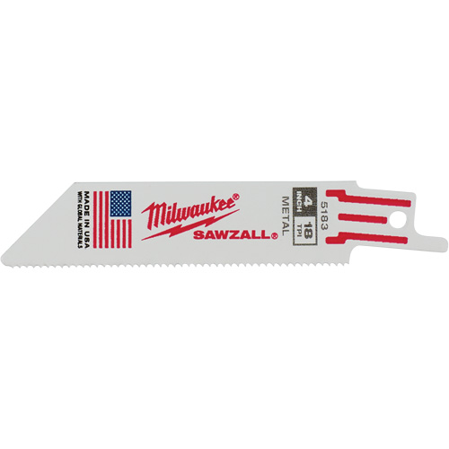 Lame de scie alternative Sawzall, Bim&eacute;tal, 18 Dents par pouce, 4" lo x 3/4" la Absolute Business Supply