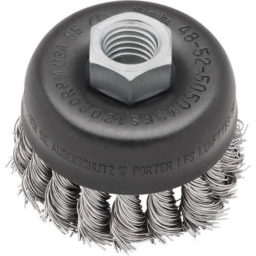 Brosse boisseau &agrave; fil nou&eacute;, 3" dia. x 5/8"-11 arbre Absolute Business Supply