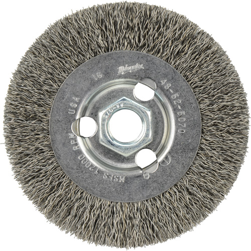 Crimped Wire Wheel, 4" Dia., 0.12" Fill, 5/8"-11 Arbor Absolute Business Supply