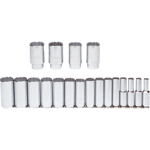 Jeu de douilles, 19 Mcx, Prise de 1/2", Profond Absolute Business Supply