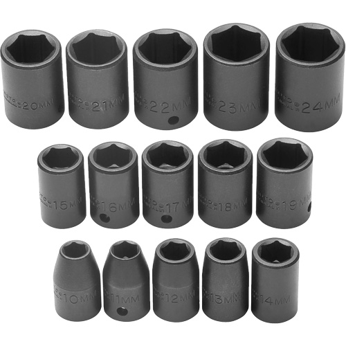 Socket Set, Impact, 1/2" Drive, 6 Points Absolute Business Supply