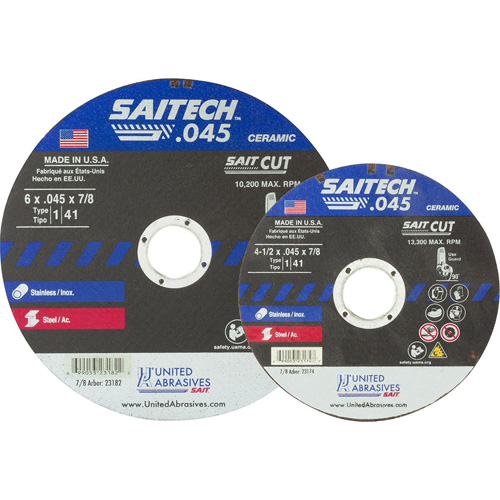 Cut-Off Wheel, 15" x 0.045", 7/8" Arbor, Type 1, Aluminum Oxide/Ceramic, 12200 RPM Absolute Business Supply