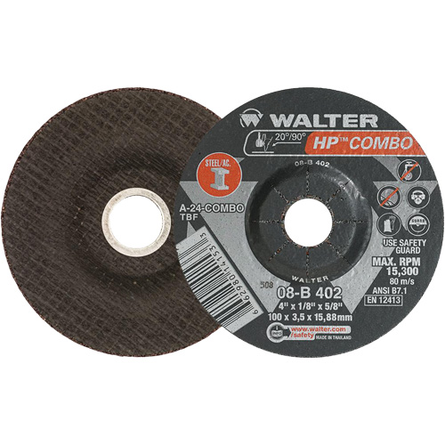 HP Combo Depressed Center Combination Wheel, 4" x 1/8", 5/8" Arbor, Type 27 Absolute Business Supply
