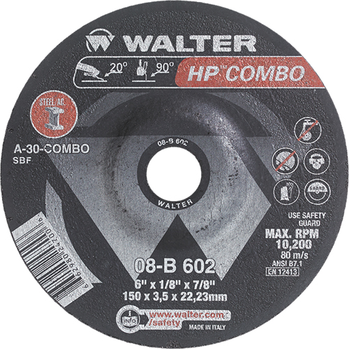 Meule combin&eacute;e HP Combo &agrave; moyeu d&eacute;port&eacute;, 6" x 1/8", Arbre de 7/8", Type 27 Absolute Business Supply