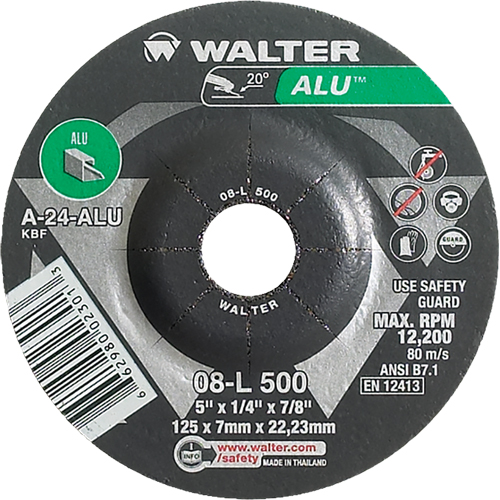Aluminium Depressed Centre Grinding Wheels, 5" x 1/4", 7/8" Arbor, Type 27 Absolute Business Supply
