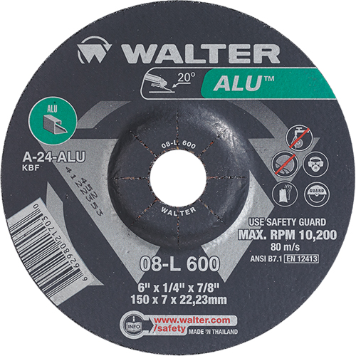 Meules en aluminium &agrave; moyeu d&eacute;port&eacute;, 6" x 1/4", Arbre 7/8", Type 27 Absolute Business Supply