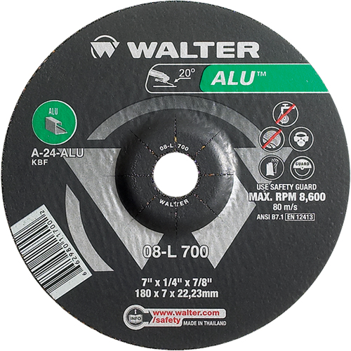 Meules en aluminium &agrave; moyeu d&eacute;port&eacute;, 7" x 1/4", Arbre 7/8", Type 27 Absolute Business Supply
