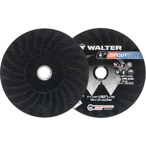 Zipcut Reinforced Cut-Off Wheel, 7" x 1/16", 7/8" Arbor, Type 1, Aluminum Oxide, 8600 RPM Absolute Business Supply