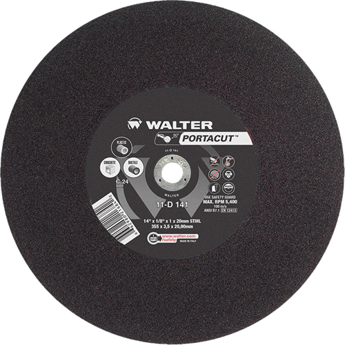 Portacut High Speed Cut-Off Wheel, 14" x 1/8", 3/4" Arbor, Type 1, Silicon Carbide, 5400 RPM Absolute Business Supply