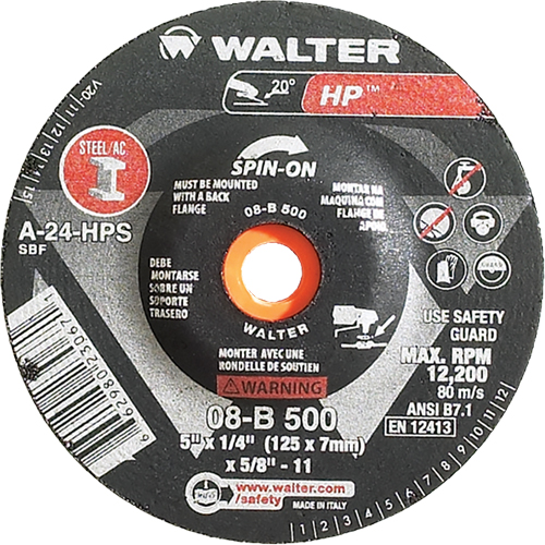 HP Spin-On Grinding Wheel, 5" x 1/4", 5/8"-11 Arbor, Type 27S Absolute Business Supply