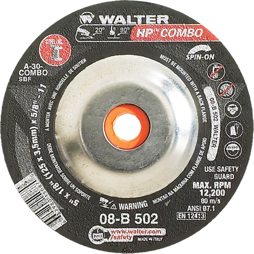 HP Combo Spin-On Combination Wheel, 5" x 1/8", 5/8"-11 Arbor, Type 27S Absolute Business Supply
