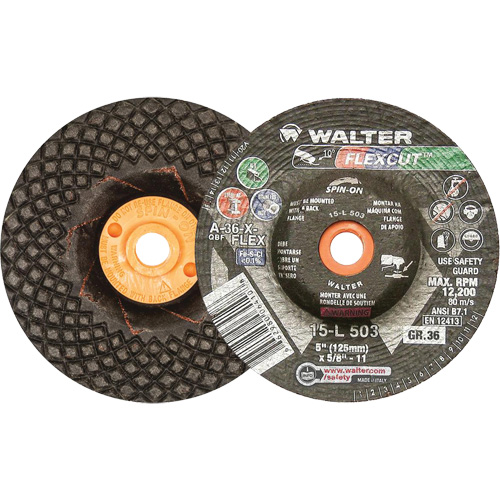 Flexcut Depressed Centre Grinding Wheels, 5", 36 Grit, Aluminum Oxide, 5/8"-11, 12200 RPM, Type 29 Absolute Business Supply