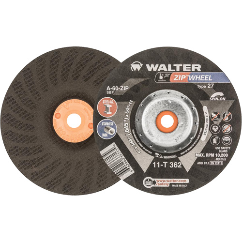 Meules &agrave; tronçonner renforc&eacute;es Zipcut vissables pour scies circulaires, 6" x 7/8", Arbre de 5/8"-11, Type 27, Oxyde d'aluminium, 10 200 Tr/min Absolute Business Supply