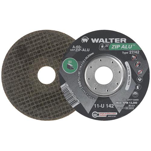 Meule &agrave; tronçonner Zip Alu, 5" x 3/64", Arbre de 7/8", Type 27, Oxyde d'aluminium, 12 200 Tr/min Absolute Business Supply