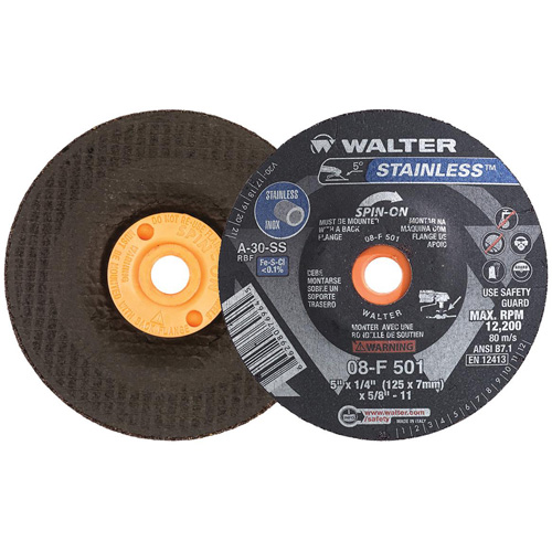 STAINLESS Grinding Wheel, 5" x 1/4", 5/8"-11 Arbor, Aluminum Oxide, Type 28S Absolute Business Supply