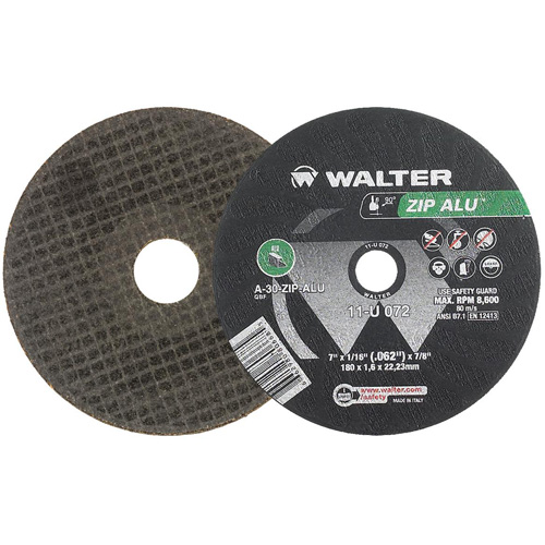Meule &agrave; tronçonner Zip Alu, 7" x 3/64", Arbre de 7/8", Type 1, Oxyde d'aluminium, 8600 Tr/min Absolute Business Supply