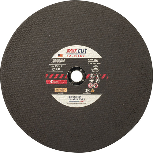 Chop Saw Wheel, 12" x 0.093"/3/32", 1" Arbor, Type 1, Aluminum Oxide, 5100 RPM Absolute Business Supply