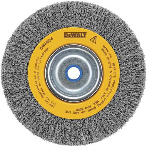 Crimped Bench Wire Brush, 6" Dia., 0.014" Fill, 5/8" - 1/2" Arbor Absolute Business Supply