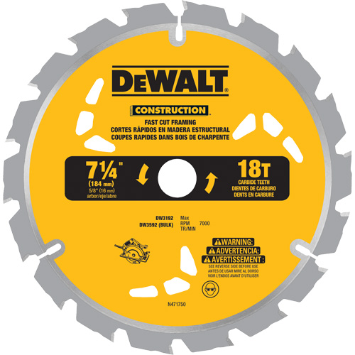 Fast Cut Framing Carbide-Tipped Saw Blade, 7-1/4", 18 Teeth, Wood Use Absolute Business Supply