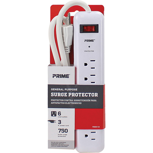 Surge Protector, 6 Outlets, 750 J, 1875, 3' Cord Absolute Business Supply