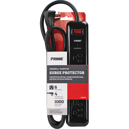 Surge Protector, 6 Outlets, 1000 J, 1875, 4' Cord Absolute Business Supply