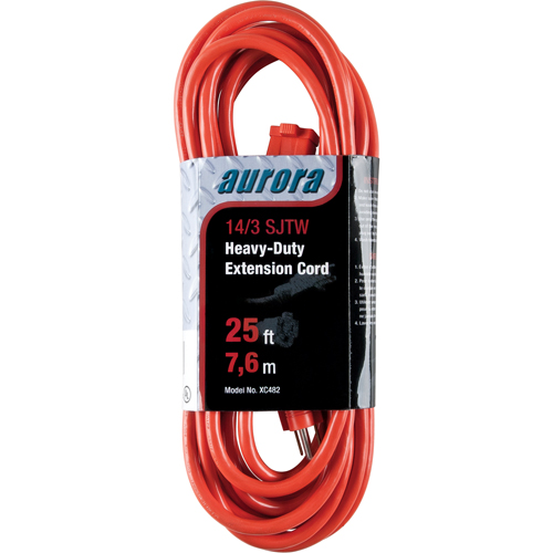 Cordon rallonge en vinyle, Ext&eacute;rieur, SJTW, AWG 14/3, 15 A, 25' Absolute Business Supply