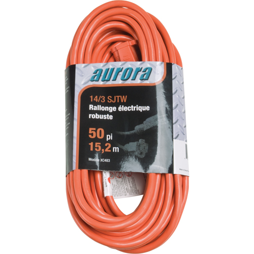 Cordon rallonge en vinyle, Ext&eacute;rieur, SJTW, AWG 14/3, 15 A, 50' Absolute Business Supply
