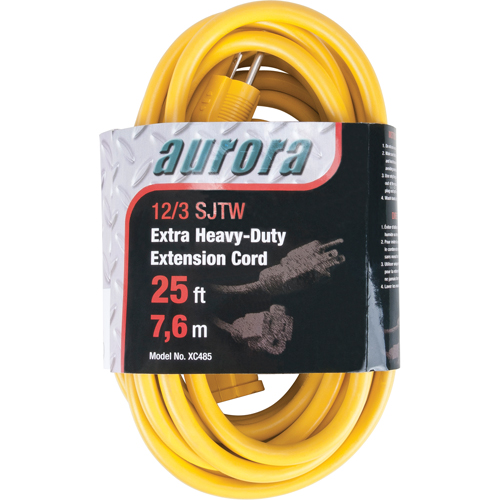 Cordon rallonge en vinyle, Ext&eacute;rieur, SJTW, AWG 12/3, 15 A, 25' Absolute Business Supply