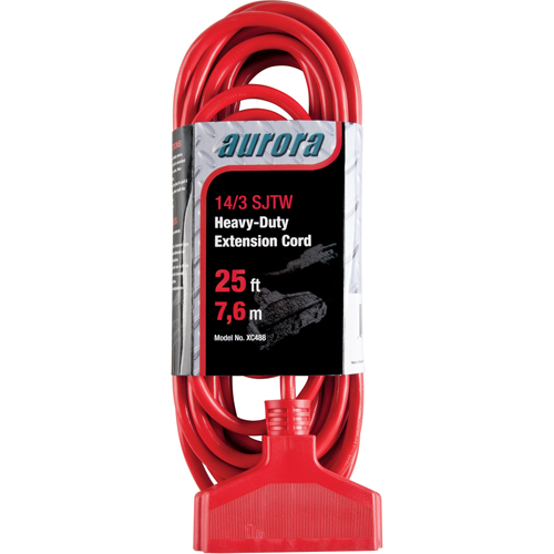 Vinyl Extension Cord, Outdoor, SJTW, 14/3 AWG, 15 A, 3 Outlet(s), 25' Absolute Business Supply