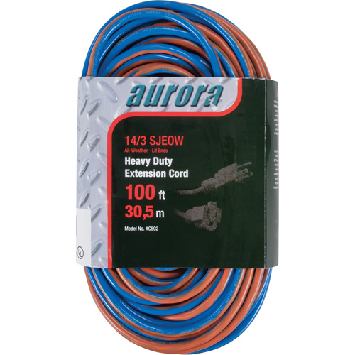Cordon rallonge en caoutchouc TPE avec indicateur lumineux, Toutes saisons, SJEOW, AWG 14/3, 13 A, 100' Absolute Business Supply