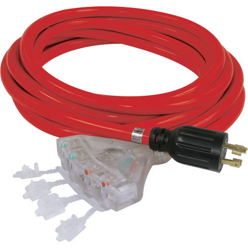 Rallonge pour g&eacute;n&eacute;ratrice &agrave; quatre prises, STW, AWG 10, 20 A, 4 prise(s), 25' Absolute Business Supply