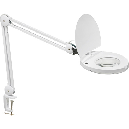 Lampe loupe DEL avec support en A, Dioptrie 3, Ampoule DEL, Bras de 47", Pinces serre-joints, Blanc Absolute Business Supply