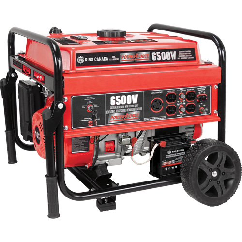 Electric Start Gas Generator with Wheel Kit, 6500 W Surge, 5000 W Rated, 120 V/240 V, 20 L Tank Absolute Business Supply