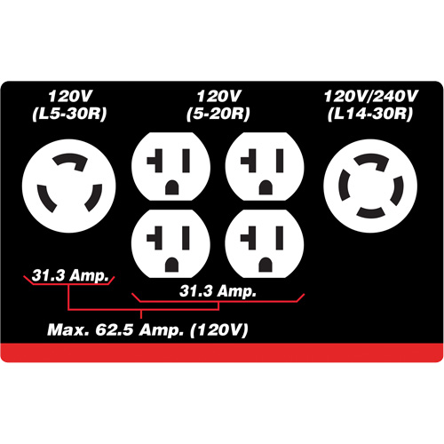 G&eacute;n&eacute;ratrice &agrave; essence &agrave; d&eacute;marreur &eacute;lectrique, 10000 W de surtension, 7500 W nominale, 120 V/240 V, R&eacute;servoir de 25 L Absolute Business Supply