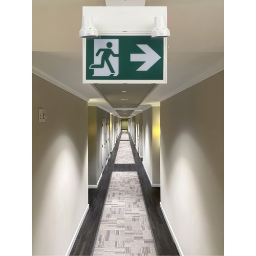 Enseigne d'homme qui court avec &eacute;clairage de s&eacute;curit&eacute;, DEL, &agrave; piles/&agrave; raccordement fixe, 12-1/10" lo x 11" la, Pictogramme Absolute Business Supply
