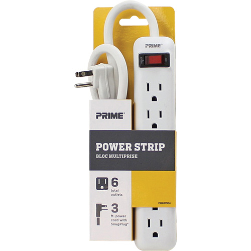 Power Strip, 6 Outlet(s), 3', 15 A, 1875 W, 125 V Absolute Business Supply