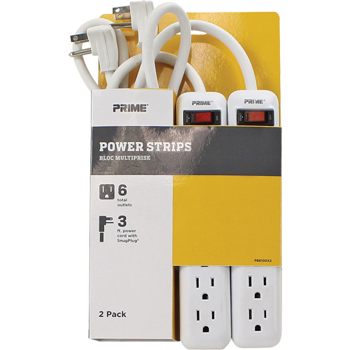 Bloc multiprise paquet de 2, 6 Prise(s), 3', 15 A, 1875 W, 125 V Absolute Business Supply