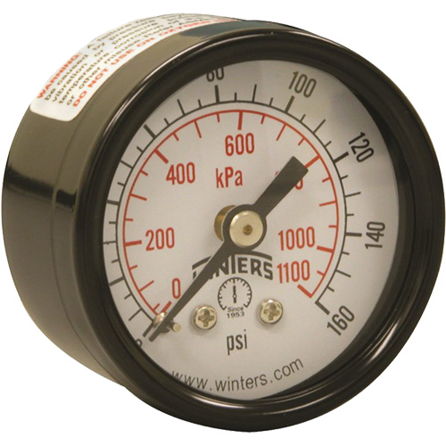 Economy Pressure Gauge, 1-1/2" , 0 - 160 psi, Back Mount, Analogue Absolute Business Supply