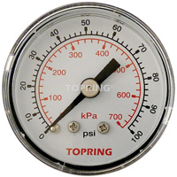 Manom&egrave;tre,  1-1/2", 0 - 100 psi, Fixation arri&egrave;re, Analogique Absolute Business Supply