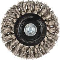 Brosses rotatives &agrave; fils nou&eacute;s - Brosse rotative &agrave; fils nou&eacute;s a/queue 1/4", Fils nou&eacute;s standards, Dia. 3", Fils 0,014", Acier inoxydable Absolute Business Supply