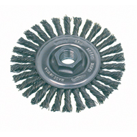 Brosse rotative &agrave; fils nou&eacute;s pour petites meuleuses haute vitesse, pour passe de fond, Dia. 4", Fils 0,02", Arbre 5/8"-11, Acier inoxydable Absolute Business Supply