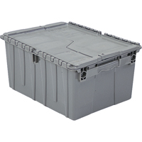 Flipak&reg; Polyethylene Plastic (PE) Distribution Containers, 11.8" x 9.8" x 7.7", Grey Absolute Business Supply