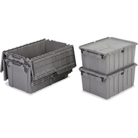 Flipak&reg; Polyethylene Plastic (PE) Distribution Containers, 11.8" x 9.8" x 7.7", Grey Absolute Business Supply