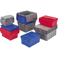 Flipak&reg; Polyethylene Plastic (PE) Distribution Containers, 11.8" x 9.8" x 7.7", Grey Absolute Business Supply
