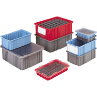 Divider Box&reg; Containers, Polyethylene, 10.8" W x 8.3" D x 2.5" H, Grey Absolute Business Supply