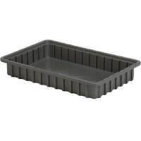 Divider Box&reg; Containers, Polyethylene, 16.5" W x 10.9" D x 2.5" H, Grey Absolute Business Supply