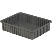 Divider Box&reg; Containers, Polyethylene, 22.4" W x 17.4" D x 5" H, Grey Absolute Business Supply