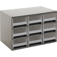 Modular Parts Cabinets, Steel, 9 Drawers, 17" x 10-9/16" x 3-1/16", Grey Absolute Business Supply