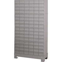 Casiers &agrave; tiroirs industriels avec base, 96 tiroirs, 34-1/8" la x 12-1/4" p x 62-1/2" h, Gris Absolute Business Supply